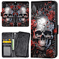Miniatyrbilde 1 av 2: iPhone 16 - Lommebok Deksel Skull Roses