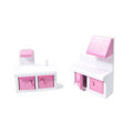 Pikkukuva 6 / 11: MDF-dockhus i trä + möbler 70 cm rosa LED
