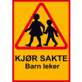 Miniatyrbilde 1 av 2: Kjør sakte barn leker - Skilt / Varselskilt - Trafikkskilt MultiColor 2-pak (NO)