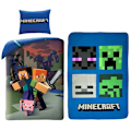 Miniatyrbillede 1 af 4: Bäddset med Minecraft Steve och Alex samt polarbäddtäcke