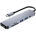 Miniatyrbild 2 av 5: 6-i-1 USB-C Hubb Adapter - HDMI, SD, TF, PD, USB 3.0 grå