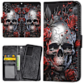 Pikkukuva 1 / 2: Samsung Galaxy A52/A52s 5G - Lompakkokotelo/Kuoret Skull Roses