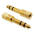Miniatyrbild 1 av 3: 2-Pack - Hörlursadapter 6.35 mm Hane - 3.5 mm Hona - AUX Guld