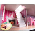 Pikkukuva 10 / 11: MDF-dockhus i trä + möbler 70 cm rosa LED