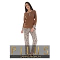 Miniatyrbillede 1 af 3: Pyjamas Lange Brun Agathe - PILUS - Dame - Net og satin af leopardbomuld kastanj 42