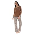 Miniatyrbillede 2 af 3: Pyjamas Lange Brun Agathe - PILUS - Dame - Net og satin af leopardbomuld kastanj 40