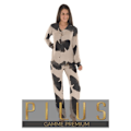 Miniatyrbillede 1 af 3: Pyjamasæt til kvinder - Pilus - Aglaee - Brun - Fluid poplin - Elastisk bælte kastanj 38