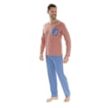 Pikkukuva 1 / 2: Pijama Pitkä - Nicola - 3648 - 100% Puuvilla - Tunisialainen Kaula-aukko - Oranssi ja Sininen Raitakuosi Orange M