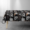 Miniatyrbild 4 av 4: Färgstark rektangulär bordsduk - Lövverk och grafiska mönster - Svart - 100% polyester - Maskintvättbar Svart