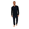 Miniatyrbillede 1 af 3: Pyjamas - PILUS - Jaipur - Langærmet T-shirt - Bukser 100% Silke - Chic og Afslappet Blå XXL