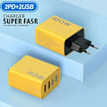 Miniatyrbillede 5 af 6: Total 120W Hurtigoplader Type C Quick Charge 3.0 USB-opladeradapter til iPhone Samsung Xiaomi PD USB-oplader Hurtigopladningsstik EU Yellow