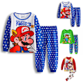 Miniatyrbillede 2 af 4: 1 Sæt Børne Pyjamas Super Mario Langærmet Pullover Sæt Nattøj CC C 130cm