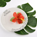 Miniatyrbilde 4 av 6: 60 stk tropiske festdekorasjoner 8\" tropiske palmeblader og hibiskusblomster simuleringsblader for hawaiisk luau-fest