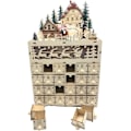 Miniatyrbilde 1 av 5: Trefadder i tre med LED-lys - Påfyllbar adventskalender med 24 skuffer, perfekt for julekalender - Vakker hjemmedekorasjon