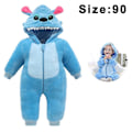 Miniatyrbillede 1 af 5: Bran Unisex Baby Romper Sødt Varmt Syning Dyr Langærmet Lynlås Fortykkede Fleece Efterår Vinter Børnetøj[HK] blå blue 90cm