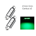 Miniatyrbillede 1 af 4: C5W Canbus 41mm 42mm Grønne LED Pærer SV8.5 8 8 41mm Grön 2-pack