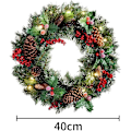 Miniatyrbillede 2 af 5: 40 cm Forudbelyst Julekrans til Døren med Lys, Oplyst Kunstig Krans (16 tommer)