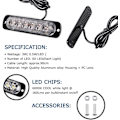Miniatyrbillede 3 af 8: 6 LED 18W Gul Ultra Tynd Undervogns Nødblink Hazard Strobe Advarselslys Strip til 12V - 24V Bil, Sikkerheds Blinkende Beacon 6 LED Yellow