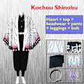 Pikkukuva 7 / 7: Mub - Kochou Shinobu Cosplay-asu Kiduille ja Aikuisten Anime Demon Slayer Cosplay-asu Kochou Anime Kimono Asut Halloweenille A SET A SET A SET Kid Height 150cm