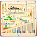 Miniatyrbild 1 av 7: Montessori Leksak för 3-6 År, Magnetisk Labyrinthspel för att Lära Färger och Siffror, Magnetisk Stadslabyrint, Träleksak, Resespel för Barn Stad