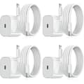 iPhone Lader - Hurtiglader - Adapter + Kabel 20W USB-C Hvit 4-pakning iPhone
