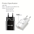 Miniatyrbild 7 av 7: 18W QC3.0 Snabbladdare USB EU Väggladdare Mobiltelefonladdare För Xiaomi POCO X3 NFC M3 10T Lite 10 9 Redmi 9 Note 9 8 Pro Typ C Laddare [DB] white