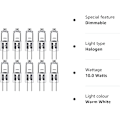 Miniatyrbillede 6 af 6: G4 halogenpærer 10W 12V - Varmt hvidt - 10-pak 10W 10W 10W 10pcs