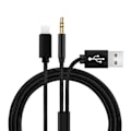 Pikkukuva 2 / 5: REMAKE Aux-kaapeli iPhonelle autossa - Punottu nylon 3,5 mm liitäntä Audio Aux 2-in-1 USB pikalataus Lightning-kaapeli iPhone 14 13 12 11