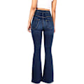 Miniatyrbild 4 av 5: Damjeans Hög Midja Vida Ben Denim Jeans Tonårsflickor Utsvängda Jeans Stretch Hip Jeans Bootcut Boyfriend Jeans Baggy Jeans Casual Byxor (L)