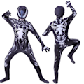Miniatyrbilde 1 av 3: Venom-kostyme for barn, superhelt-onesie, Halloween-rollespillmaske M(120-130cm)