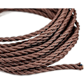 Miniatyrbillede 2 af 5: 10 meter 3-leder brun flettet elektrisk kabel vintage antik stofbeklædt stof snoet elektrisk ledning til DIY industriel loftslampe 1 stk Br
