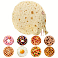 Miniatyrbillede 2 af 5: Sjovt Varmt Madtæppe Superbløde Plys Tæpper til Seng Sofa Sengetæppe Dekorativ Camping Picnic Vinter Varmt Tæppe Burrito Burrito Burrito Round35inch(0.9m))
