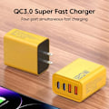 Miniatyrbillede 6 af 6: Total 120W Hurtigoplader Type C Quick Charge 3.0 USB-opladeradapter til iPhone Samsung Xiaomi PD USB-oplader Hurtigopladningsstik EU Yellow