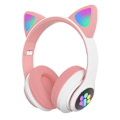 Miniatyrbilde 2 av 2: Bluetooth-hodetelefoner for barn, sammenleggbare med LED-lys, søte hodetelefoner rosa pink STN-28