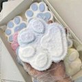 Pikkukuva 2 / 5: Käsintehty Taba Squishy Iso Kissa, Jättiläinen Tassu Squishy, Squishy Tassu Lapsille Aikuisille Sininen ja Valkoinen Blue and White L