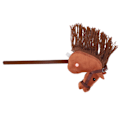 Miniatyrbillede 3 af 5: 70 cm høj plys hest pind legetøj Sød udtryk 2 lydeffekt udendørs plys pind hest dyb brun