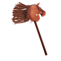 Miniatyrbillede 4 af 5: 70 cm høj plys hest pind legetøj Sød udtryk 2 lydeffekt udendørs plys pind hest dyb brun