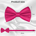 Miniatyrbilde 2 av 7: Sløyfe for menn, klassisk ensfarget sløyfe med klips for menn, sateng smoking sløyfe med klips, justerbar formell sløyfe for fest, bryllup Rose red