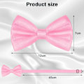 Miniatyrbilde 2 av 7: Sløyfer for menn, klassisk ensfarget sløyfe, sateng smoking sløyfe, justerbar formell sløyfe for fest, bryllup Pink