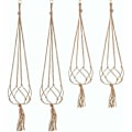 Pikkukuva 1 / 5: Macramé-kasvinripustinsettI, 4 kpl, köysiruukun ripustin sisä- ja ulkokäyttöön puutarhakoristeeksi - 2 kpl 105 cm ja 2 kpl 90 cm
