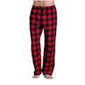 Miniatyrbillede 1 af 4: Mænds Pyjamasbukser med Lommer, Mænds Bløde Flanel Plaid Pyjamas Sovebukser S rød red S