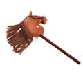 Miniatyrbillede 2 af 5: 70 cm høj plys hest pind legetøj Sød udtryk 2 lydeffekt udendørs plys pind hest dyb brun
