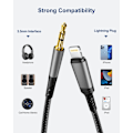 Miniatyrbillede 2 af 5: Bil Aux Lydkabel til iPhone, Lightning til 3.5mm Nylon Stereo Aux