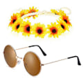 Miniatyrbild 3 av 5: \"Hippies Fredshalsband I 60-tals Party Kostym Örhängen Huvudduk Leopardtryck Tillbehör Retro Hårband Glasögon-Yvan\" (FMY) C1 C1 Uniform code
