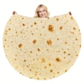 Miniatyrbillede 3 af 5: Sjovt Varmt Madtæppe Superbløde Plys Tæpper til Seng Sofa Sengetæppe Dekorativ Camping Picnic Vinter Varmt Tæppe Burrito Burrito Burrito Round35inch(0.9m))