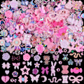 Miniatyrbillede 1 af 5: 100 Stykker 3D Resin Sommerfugl Bjørne Neglepynt Roser Blomster Fersken Kjole Sløjfe Hjort Slange Kanin Dyreformede Rhinestones P