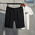 Pikkukuva 1 / 10: Kesämiesten puvut Shortsit Suorat Casual Housut Korealainen tyyli Slim-Fit Viiden pisteen housut Hong Kong-tyyli Hangout Japanilainen tyyli Trendikkäät housut Black 32