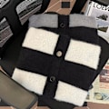 Pikkukuva 3 / 4: Minkki Turkki Raidallinen Paita Hame Miehille Ja Naisille Kevät Ja Syksy Korealainen Tyyli Loose Ja Lazy Tyyli V-Kaula Cardigan Trendikäs Syksy Ja Talvi Uusi Black And Gray L