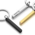 Miniatyrbild 6 av 6: Rostfritt Stål Personaliserade Nyckelkedjor 3D Bar Nyckelringar Gravid Text Namn Datum Anpassade Nyckelkedjor Ringar Holder Kärlek Gåva P 039 Black Three Sides