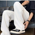 Miniatyrbillede 8 af 8: Vores Sommerdragt Bukser Mænds Koreansk Stil Non-Iron Draperende Tynde Casual Lige Ben Lange Bukser Fit Beskårne Dragtbukser Dark Gray L